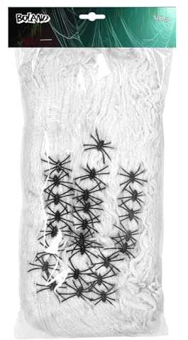 Boland Décoration Toile daraignée Blanche avec araignées 500 g Halloween