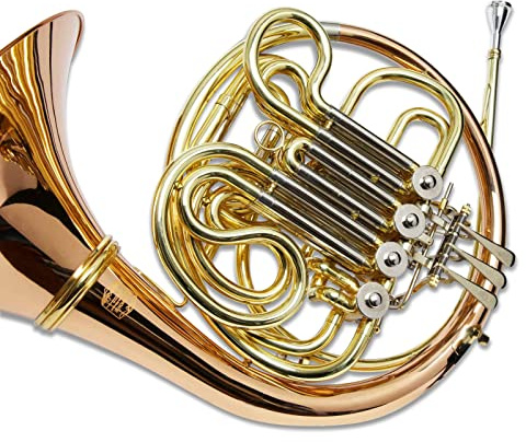 Symphonie Westerwald Waldhorn/Doppelhorn in Bb/F, Goldmessing inkl. Luxus-Hartschalenkoffer und Zubehör, Neu