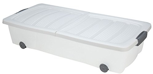 Spetebo Unterbettkommode mit Rollen - 80 x 40 x 17 cm / 40 Liter - Farbe: weiß - Aufbewahrungsbox Betten Box
