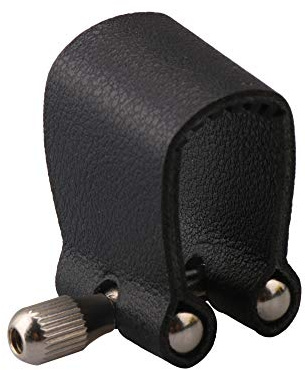Yibuy 85mm Black Leather Alto Saxophone Mouthpiece Sax Ligature Fastener