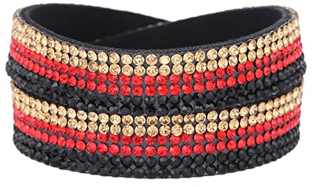 Morella Damen Armband Deutschland Fan EM WM Glitzerarmband Wickelarmband schwarz rot Gold 38 cm