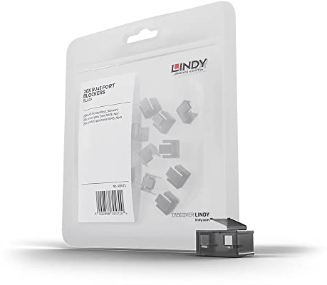 LINDY Kit d'extension de verrous pour Ports RJ45 (20 pièces), Noir