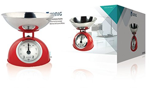 König HC-KS60R Retro Kitchen Scales with Stainless Steel Bowl