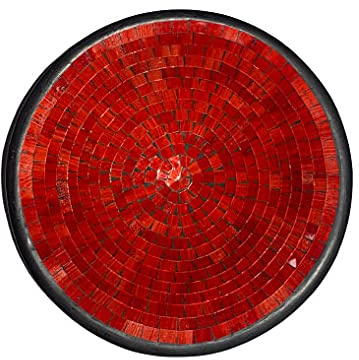 Unbekannt Deko - Schale Glasmosaik Schale rund - rot - Feuer - Glitzer - 30cm