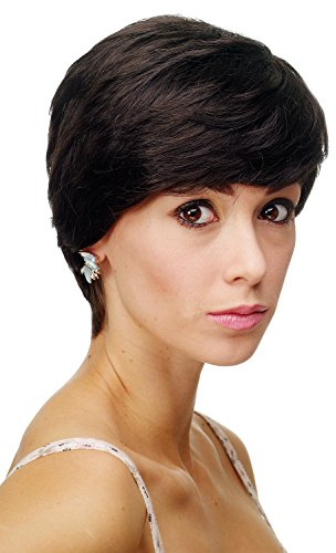 WIG ME UP - KIT-4 Wunderschöne Damenperücke Perücke Kurzhaarperücke kurz edel gescheitelt braun dunkelbraun