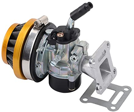 GOOFIT 2 Takt Motor 49cc 47cc Vergaser Ansaugkrümmer mit Luftfilter Ersatz für Mini Pocketbike ATV Moto UTV Quad Buggy Go Kart Gold