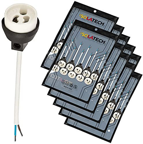 ISOLATECH GU10 brandskydd keramiska socklar VDE RoHS 230-250 Volt 2A max.100W 0,75mm 2 kablar LED Halogen (här: 100 stycken)