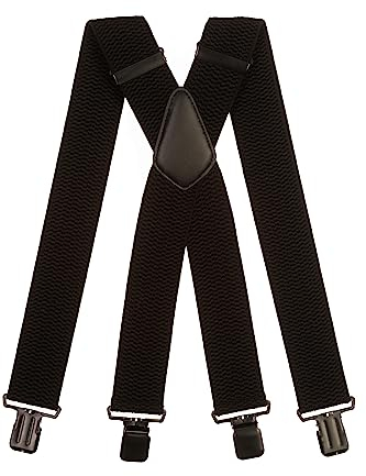 Olata Extra Breite Hosenträger für Herren – 5 cm breit, Robust und Verstellbar mit Stabilen Clips, Ideal für Arbeit und Elegante Outfits. Schwarz (Schwarz Clips)