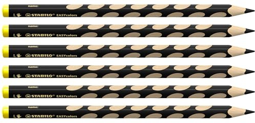 STABILO - Ergonomischer Buntstift für Linkshänder - EASYcolors - 6er Pack - schwarz