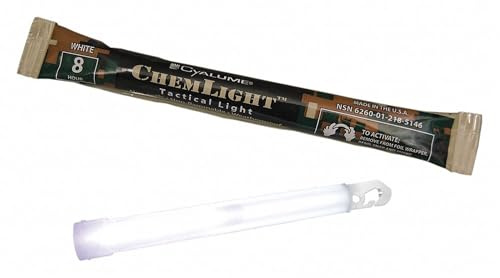 Cyalume ChemLight Lot de 10 bâtons de lumière Chimique de qualité Militaire, Blanc, 6 Longs, 8 Heures Cyalume