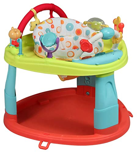 BAMBISOL OASIS | Table d’Activité & d’Éveil Bébé | Siège Rotatif 360° | 3 Hauteurs | Fixe ou Balancelle | Tablette Musicale, Hochets & Miroir | Sauteur Bébé | 6–36 Mois | Multicolore