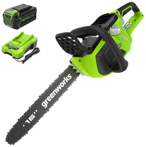 Greenworks 40V 16 Brushless Cordless Chainsaw, 4.0Ah Battery and Charger Included