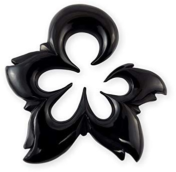 Fly Style Piercing Ohr Expander aus Horn oder Holz - Handgefertigter Piercing Schmuck für Ohrloch Dehnen - Handgeschnitzte Blume - Einzigartiger Piercingschmuck