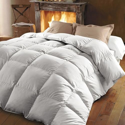Alpes Blanc - Couette Naturelle en Plume 360g/m² - 140x200 cm – Fabrication Française – Lavable - Chaude et Respirante - Garnissage Neuf