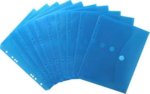 Dokumententaschen A5 quer PP blau Klett & EURO‑Lochung transparent 10Stk | Reißfeste 180 my PP‑Folie, sicherer Klettverschluss und 11‑facher Lochrand – ideal zum Sortieren und geschützten Aufbewahren