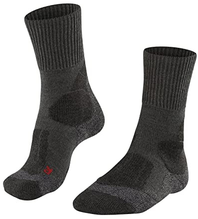 FALKE Damen Wandersocken TK1 Adventure W So Wolle Funktionsmaterial antiblasen dick 1 Paar, Grau Asphalt Melange 3180, 41-42