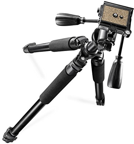 Walimex Pro Treppiede FT-665T Pro (con testa panoramica 3D, estremamente stabile, capacità di carico massima: treppiede 12 kg. Panhead 6kg, 3 segmenti di gambe), nero