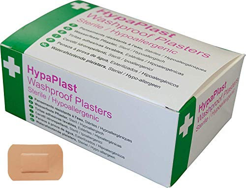 HypaPlast Large Pink Washproof Plasters, 7.2x5cm (Pack of 100) Sterile Hypoallergenic