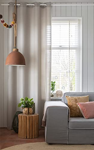 Elbersdrucke Ösenschal Lino 19 Dunkelbeige Taupe Blickdicht 255 x 140 cm Vorhang mit Ösen für Wohnzimmer Schlafzimmer Flur