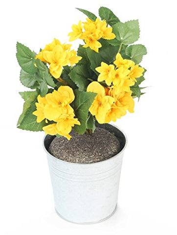 Closer2Nature Artificial 24cm Yellow Begonia Plug Plant - Pot Not Included