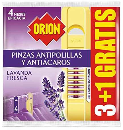 ORION pinzas antipolillas aroma lavanda fresca bolsa 4 uds