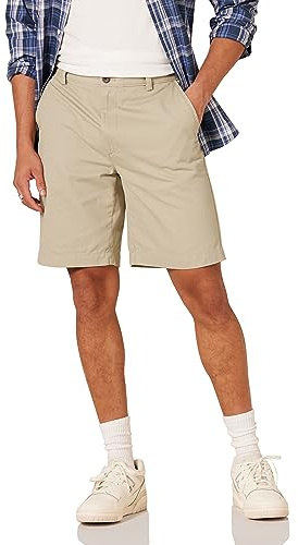 Amazon Essentials Pantaloncini Chino Vestibilità Classica da 23cm con Tasche Uomo, Cachi, 34W