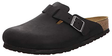 BIRKENSTOCK Classic Boston Leder 59461, Clogs, Schwarz (Schwarz 49), 41 EU (7.5 UK)
