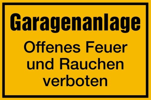 LEMAX® Hinweisschild, Garagenanlage, 200x300mm Kunststoff gelb/Schriftfarbe: schwarz