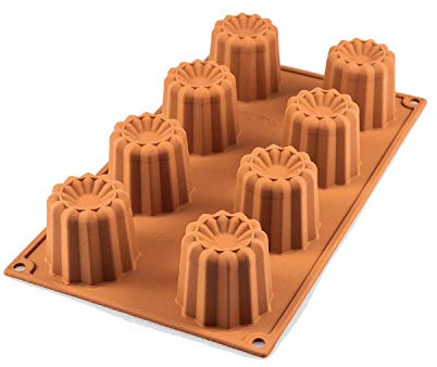 silikomart | SF050 Silikonform für BORDELAIS Monoportionen, antihaftbeschichtet, 9 Hohlräume, 1er Pack Kuchenform, Ø 55 h 50 mm, Made in Italy, Terracotta