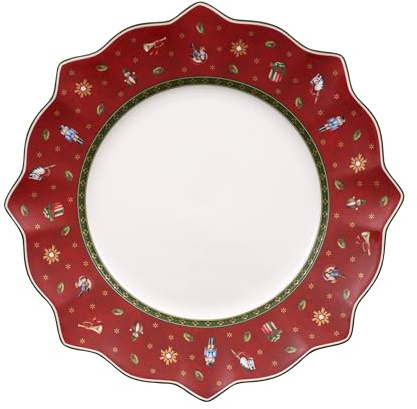 Villeroy & Boch - Toy's Delight Speiseteller 28,5 cm Rot und Weiß, Mikrowellensicher, Weihnachtsgeschirr, Essteller, Teller zum Servieren von Hauptgerichten, Xmas, Weihnachten, Premium Porzellan