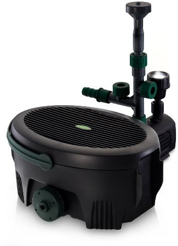 Blagdon Inpond 5-in-1 6000 Easy Care Clean Pond Solution, 26.5w Pond Pump & Filter with UV Clarifier for Algae Control and Clear Water, LED Light, 3 Fountain Heads, for Ponds Up to 6,000L, Black