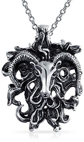 Bling Jewelry Collier Pendentif Vintage Bélier Signe Du Zodiaque Astrologie Horoscope Tête De Bélier En Argent Sterling .925 Pour Femmes Hommes