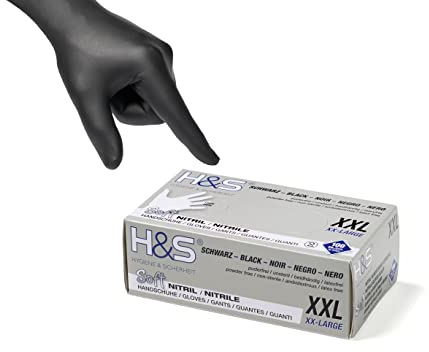 ISC Hygiene & Safety Gants Nitrile Jetables Non Poudrés – Gant Nitrile Usage Alimentaire et Mécanique – Gants Jetables S M L XL – Gants Nitrile noir, M – Boîte de 100