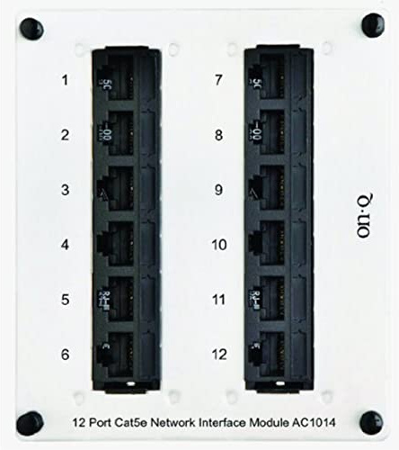 Legrand - OnQ 8 Port Cat 5e Network Interface Module, RJ45 Network Switch, High-Density Mini Patch Panel, Keystone Ports Labeled 1 Through 12, Grey, AC1014