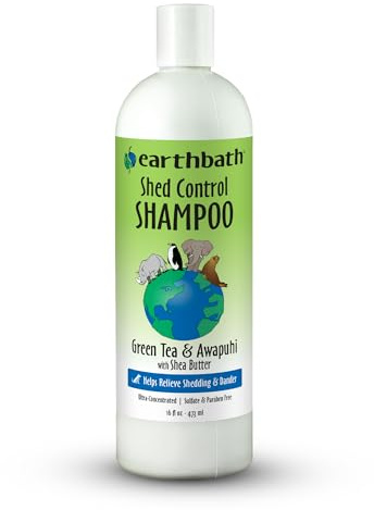 Earthbath All Natural Green Tea Shampoo Shed Control for Pets Dogs Cats, 16 oz