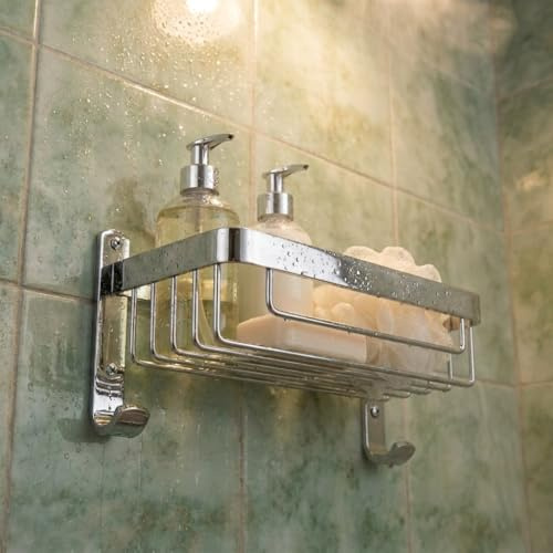 Croydex Large Shower Caddy with Hooks, Chrome