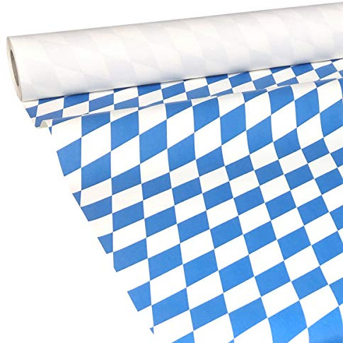 JUNOPAX Papiertischdecke 50m x 1,00m Raute weiß-blau