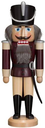 Seiffener Volkskunst Casse-noisette hussard frêne aubergine, hauteur 37 cm, Erzgebirge originale de