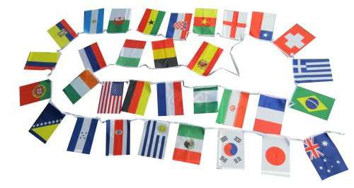 BRUBAKER Wimpelkette Flaggenkette Länderflaggen international 32 Länder Fahnen ca. 11 m Länge