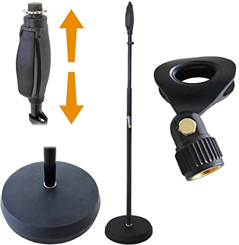 keepdrum MS110 Einhand Mikrofonständer mit Onehand Schnell-Arretierung + Mikrofonklammer MH010