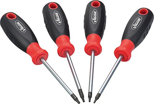VIGOR Schraubendreher-Satz, V4418, T Profil, 4-teilig, T6, T7, T8, T9 | Abtrieb T Profil, Nach DIN/ISO gefertigt, 170 g, 4-teilig , T6 , T7 , T8 , T9 , T Profil, Antrieb T Profil