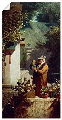 ARTLAND Wanddeko Poster & Kunstdrucke Wandposter 50x100 cm Garten Pflanzen Kaktus Gärtner Der Kaktusfreund 1858 Biedermeier Carl Spitzweg T7LU