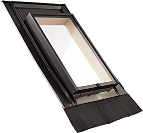 Original Roto Ausstieg Dachausstiegsfenster WDL R2 H für Kaltdach Wohndachluke in Holz Natur inklusive Eindeckrahmen Flügelanschlagseite Oben Außenabdeckung in Aluminium Anthrazit Größe 45 x 73 cm