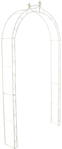 CLP Rosenbogen aus Metall stabil Anna, stabile Rankhilfe für Kletterpflanzen, wetterfester Gartenbogen in Landhausstil, Farbe:antik-Creme