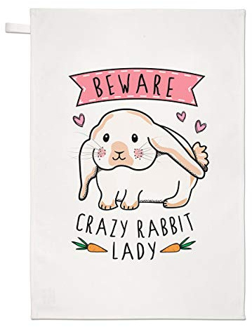 Gift Base Beware Verrückte Kaninchen Damen Geschirrtuch Spüllappen
