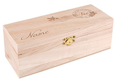 Herz & Heim® Holz Tee-Box mit Gravur des Wunschnamens Motiv: Zeit für dich