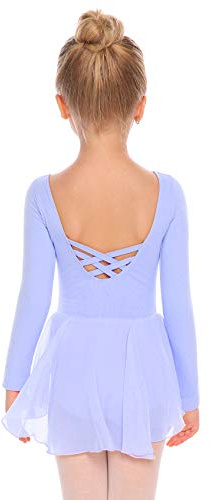 Zaclotre Ballet Leotards for Girls Toddler Classic Long Sleeve Criss-Cross Back Dance Dress Ballerina Outfits