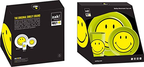 zak! designs 6662 Smiley - Vajilla infantil (3 piezas), melamina, verde, 22 x 9,5 x 22,5 cm