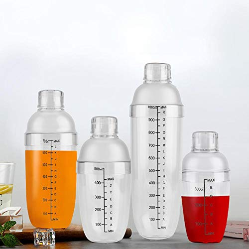 Mezclador Transparente de la coctelera de la Resina de la PC de la Anti-Salida con la Herramienta del Pub Bar de la Botella de la coctelera de la Bebida de la Escala (1000ML)