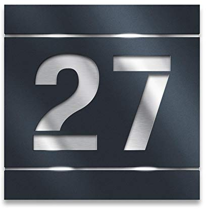 Metzler Hausnummer in Anthrazit - glänzend oder matt - quadratisch- aus V2A Edelstahl - modernes Design - individuelle Anpassung - rostfrei & wetterfest - 23 x 23 cm (Anthrazit matt)